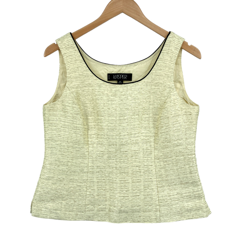 Kasper Tank Top Womens Petite 8P Green Sleeveless Round Neck Side Zip Pullover